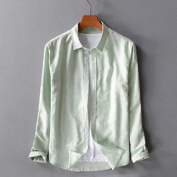 Italy style long-sleeved linen shirt