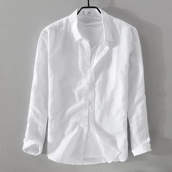 Italy style long-sleeved linen shirt