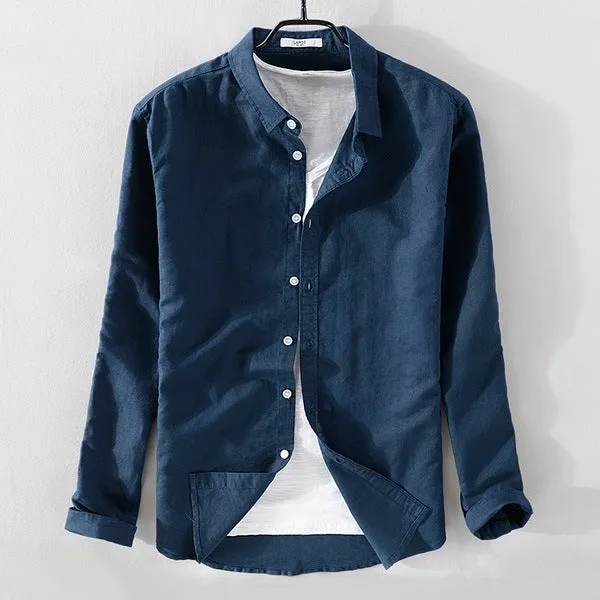 Italy style long-sleeved linen shirt