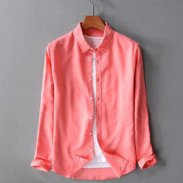 Italy style long-sleeved linen shirt