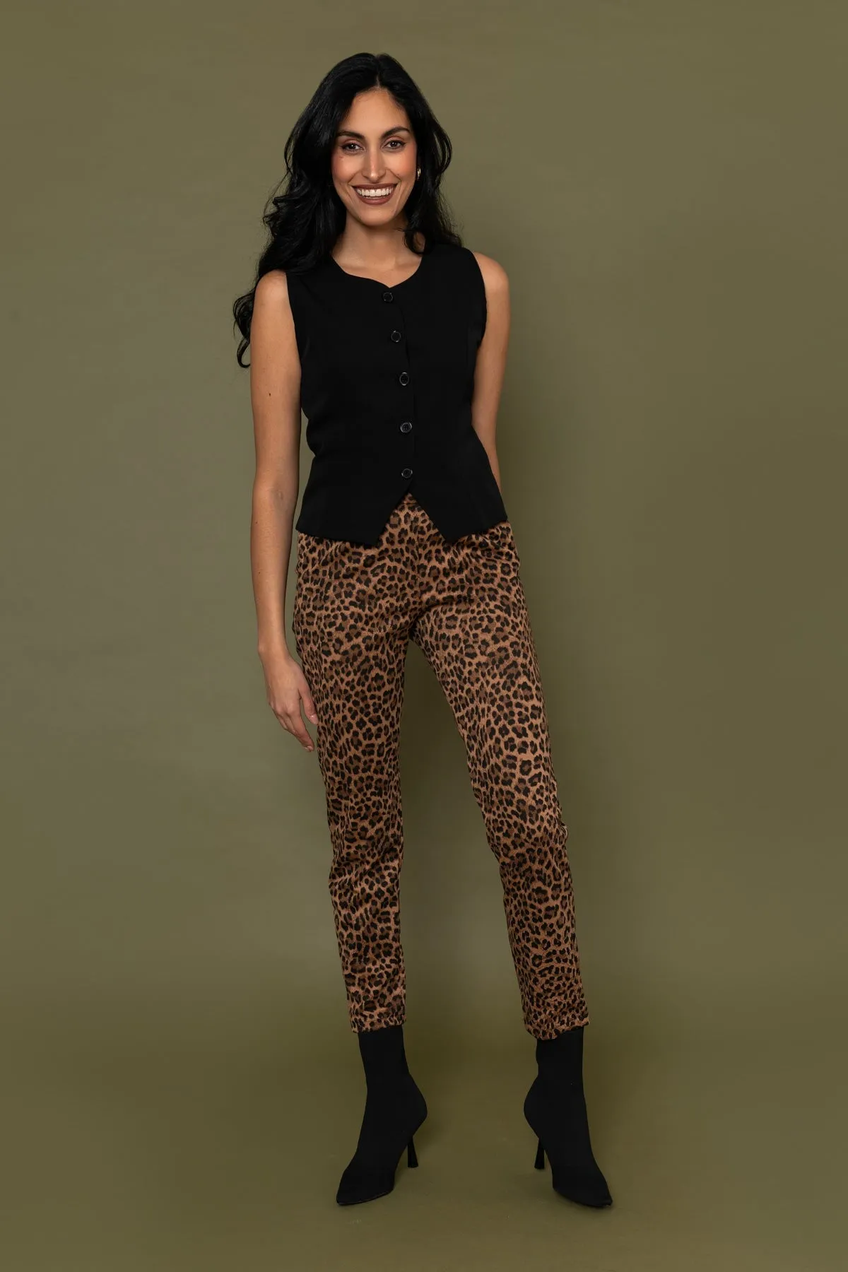 Leopard Printed Ponte Trousers