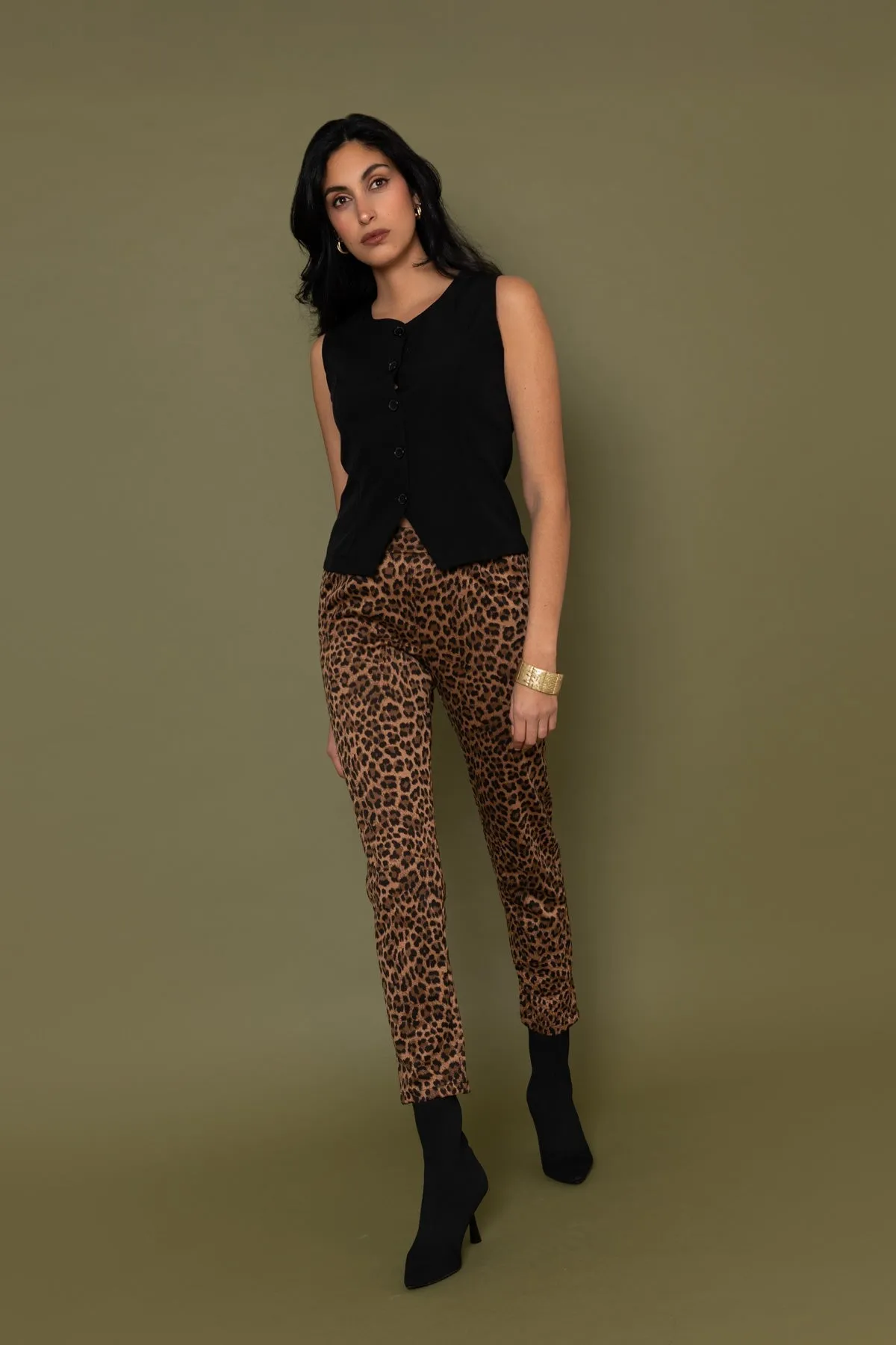 Leopard Printed Ponte Trousers