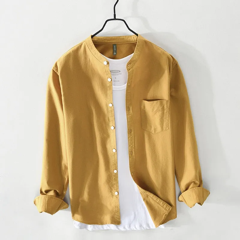 LMS Stand Collar Casual Dress Shirt