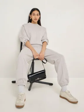 LOV Grey Solid Mid-Rise Joggers