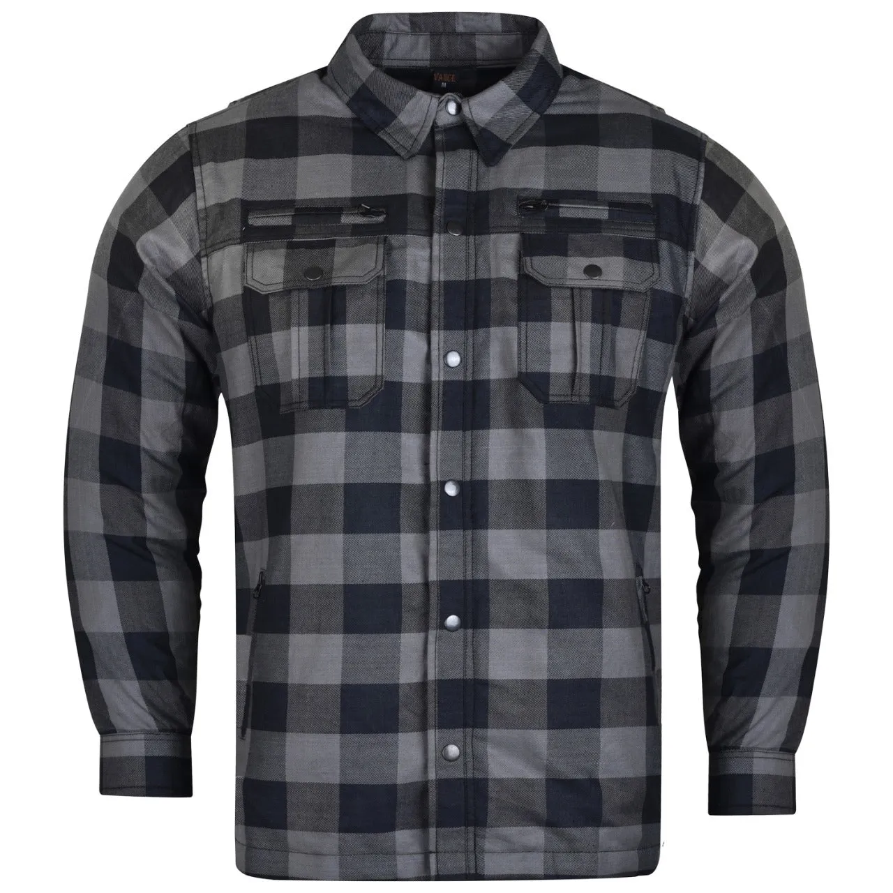 Mens Armored Motorcycle Flannel Shirt, Multiple Waterproof Storage Pockets CE Approved Armor Reinforced by Kevlar by Dupont Water Resistant