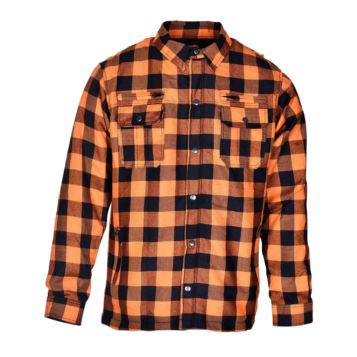 Mens Armored Motorcycle Flannel Shirt, Multiple Waterproof Storage Pockets CE Approved Armor Reinforced by Kevlar by Dupont Water Resistant