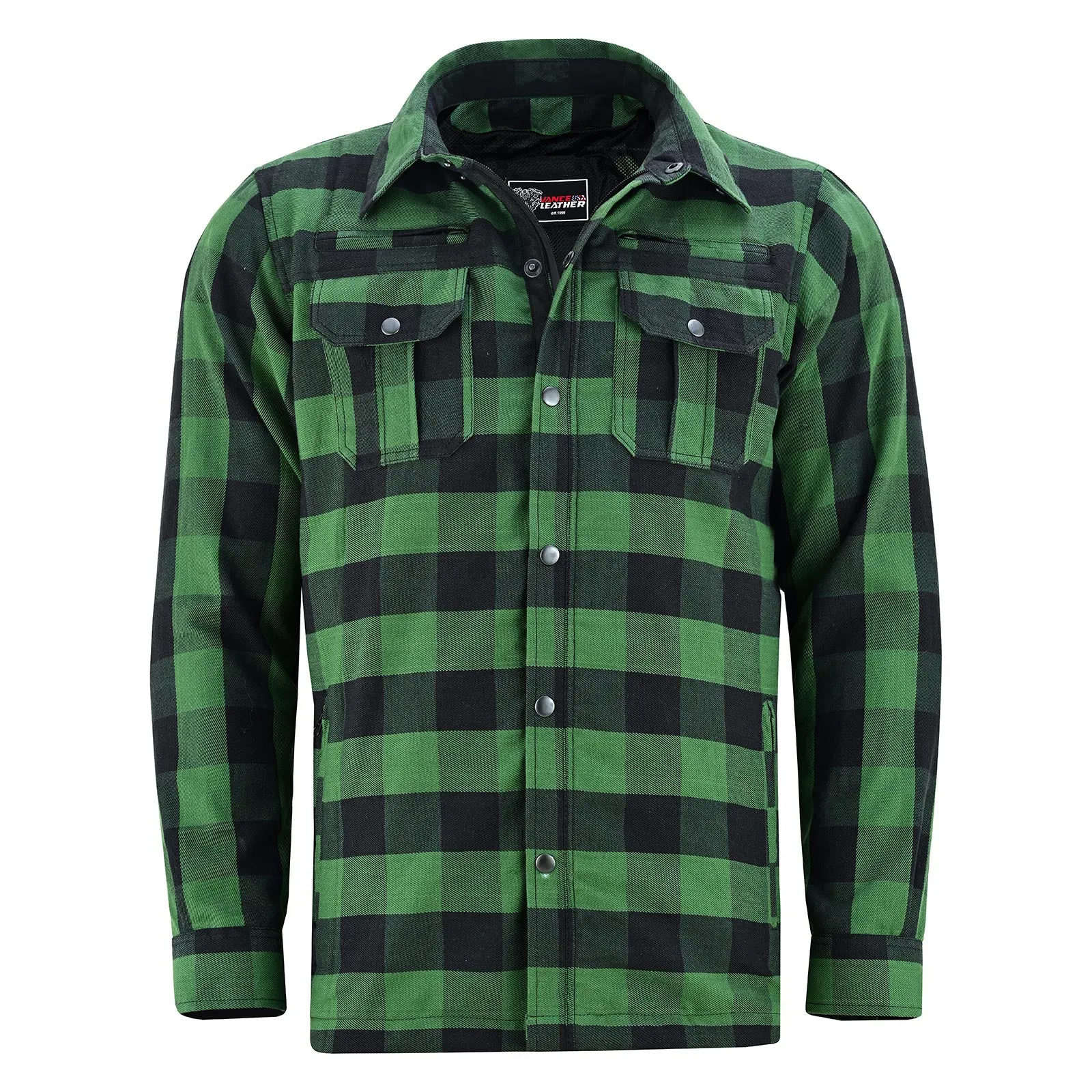 Mens Armored Motorcycle Flannel Shirt, Multiple Waterproof Storage Pockets CE Approved Armor Reinforced by Kevlar by Dupont Water Resistant