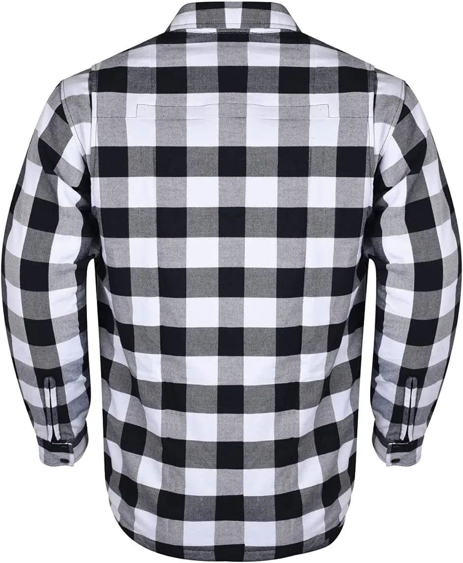Mens Armored Motorcycle Flannel Shirt, Multiple Waterproof Storage Pockets CE Approved Armor Reinforced by Kevlar by Dupont Water Resistant