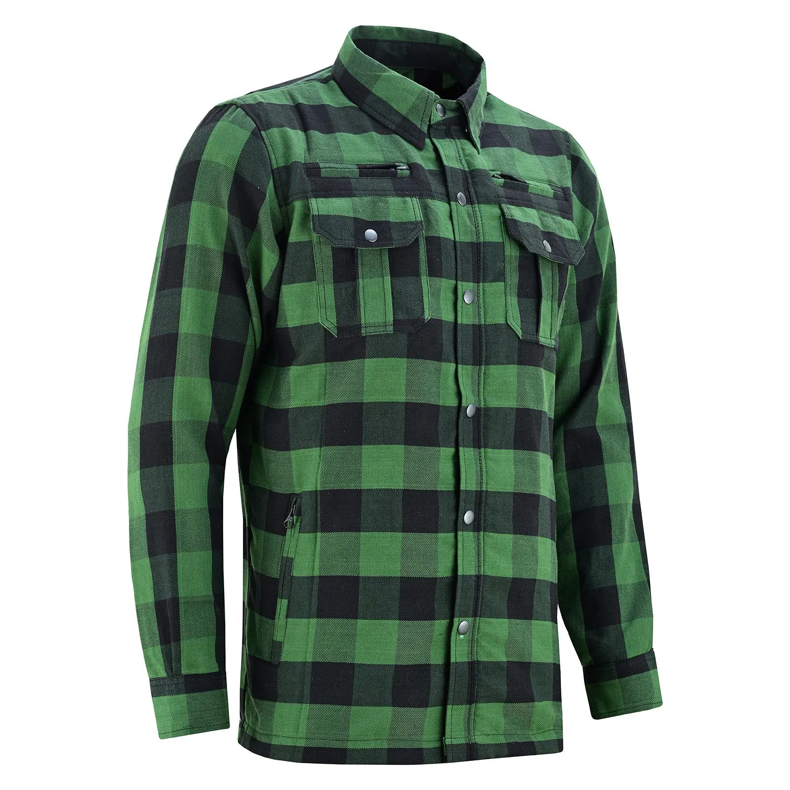 Mens Armored Motorcycle Flannel Shirt, Multiple Waterproof Storage Pockets CE Approved Armor Reinforced by Kevlar by Dupont Water Resistant