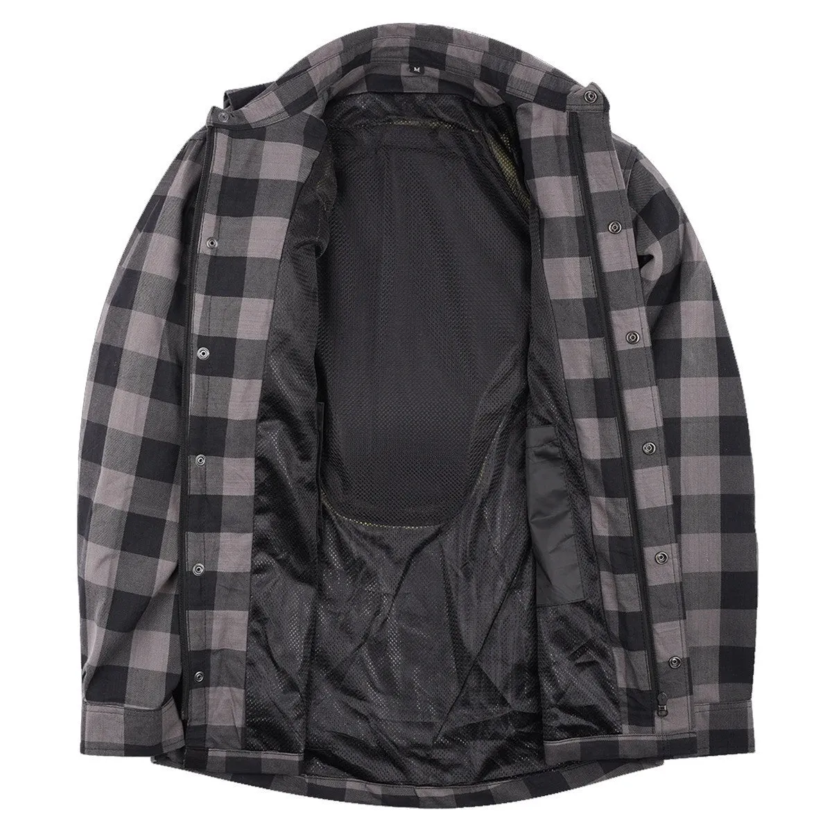 Mens Armored Motorcycle Flannel Shirt, Multiple Waterproof Storage Pockets CE Approved Armor Reinforced by Kevlar by Dupont Water Resistant