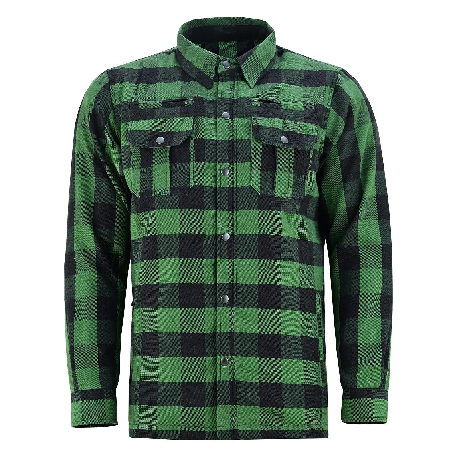 Mens Armored Motorcycle Flannel Shirt, Multiple Waterproof Storage Pockets CE Approved Armor Reinforced by Kevlar by Dupont Water Resistant