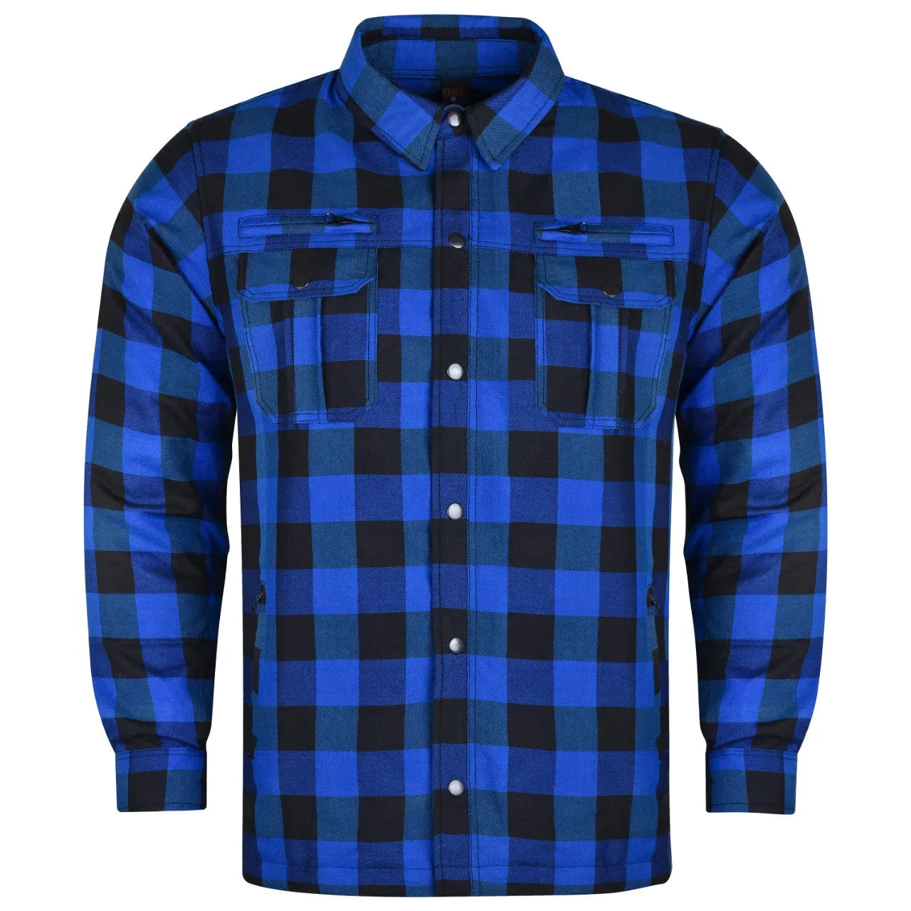 Mens Armored Motorcycle Flannel Shirt, Multiple Waterproof Storage Pockets CE Approved Armor Reinforced by Kevlar by Dupont Water Resistant