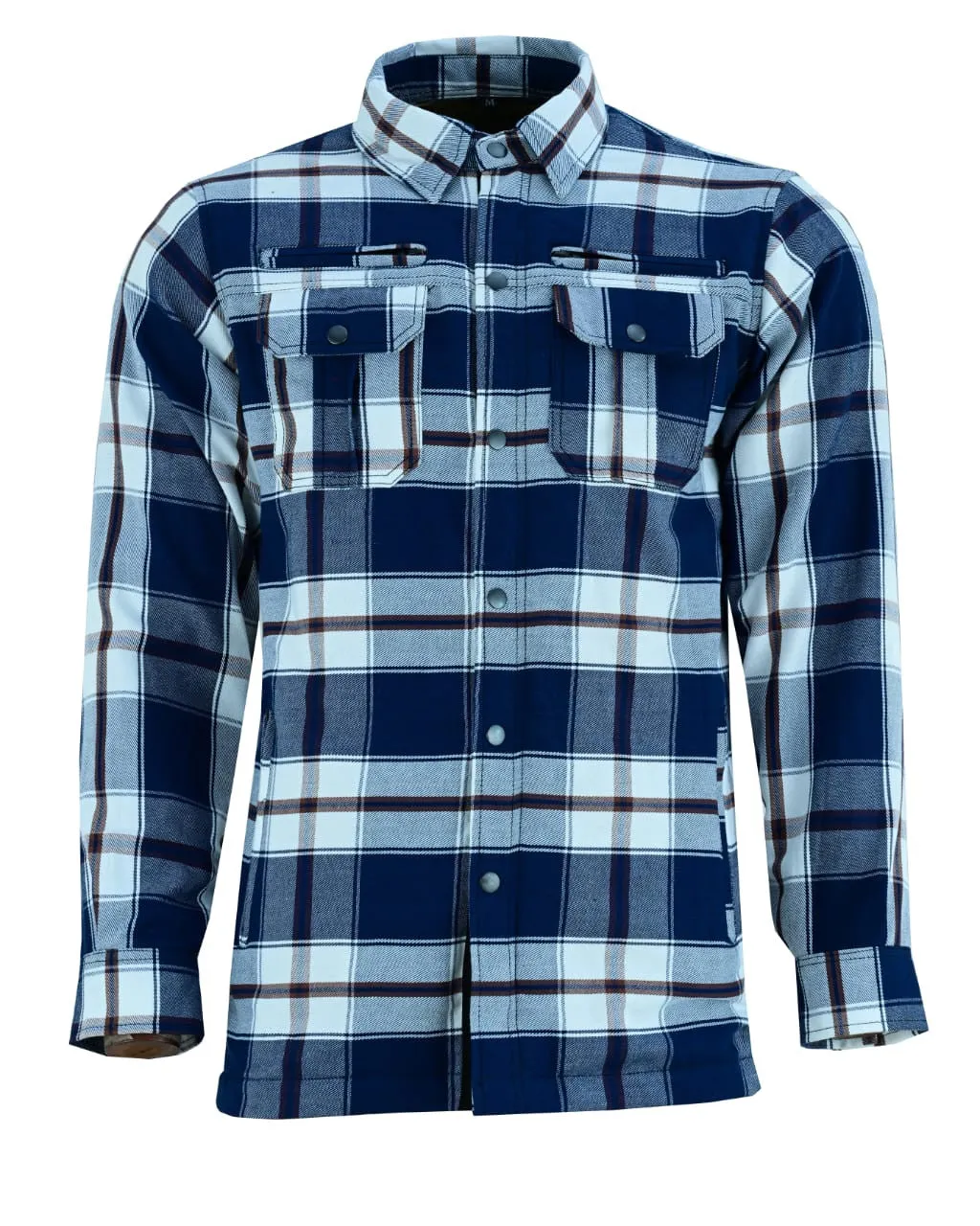Mens Armored Motorcycle Flannel Shirt, Multiple Waterproof Storage Pockets CE Approved Armor Reinforced by Kevlar by Dupont Water Resistant