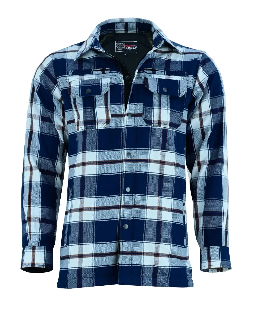 Mens Armored Motorcycle Flannel Shirt, Multiple Waterproof Storage Pockets CE Approved Armor Reinforced by Kevlar by Dupont Water Resistant
