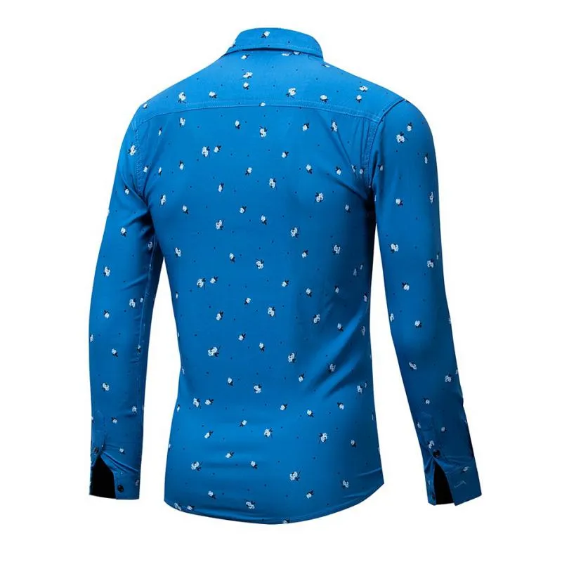 Men's Autumn Casual Cotton Long Sleeved Shirt With Print