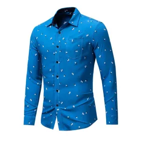 Men's Autumn Casual Cotton Long Sleeved Shirt With Print