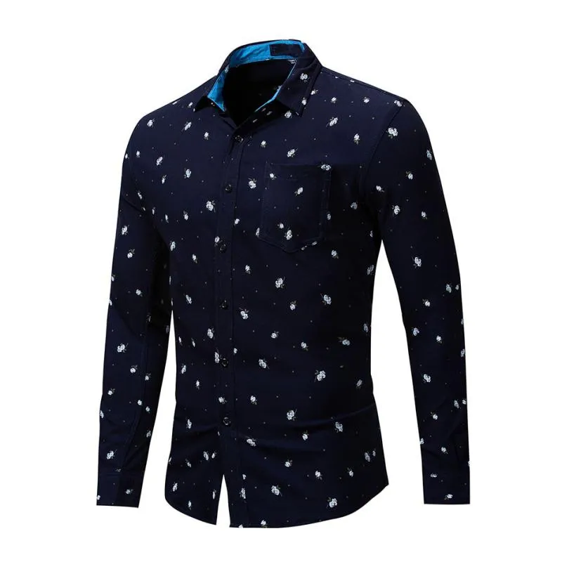 Men's Autumn Casual Cotton Long Sleeved Shirt With Print