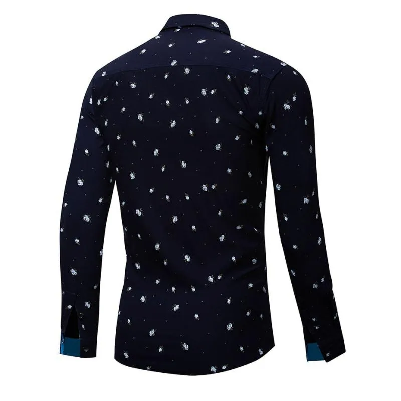 Men's Autumn Casual Cotton Long Sleeved Shirt With Print