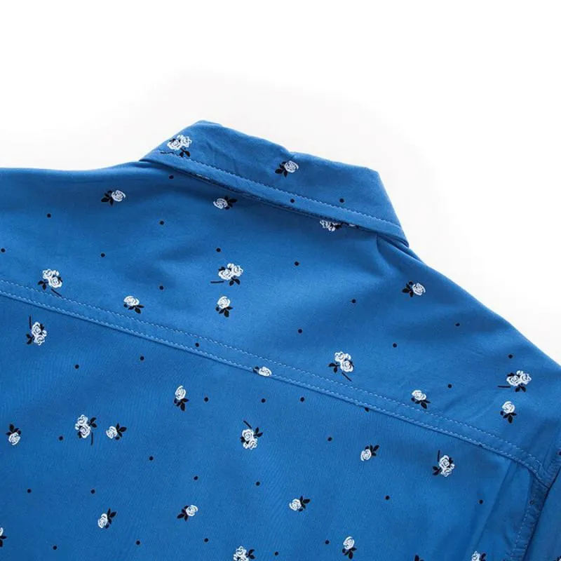 Men's Autumn Casual Cotton Long Sleeved Shirt With Print
