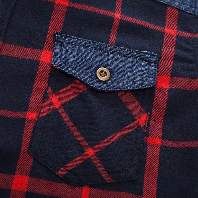 Men's Autumn Casual Plaid Long Sleeved Shirt | Plus Size