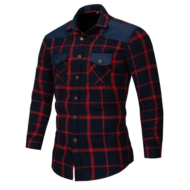 Men's Autumn Casual Plaid Long Sleeved Shirt | Plus Size