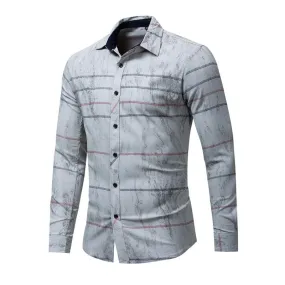 Men's Autumn Casual Printed Long Sleeved Shirt