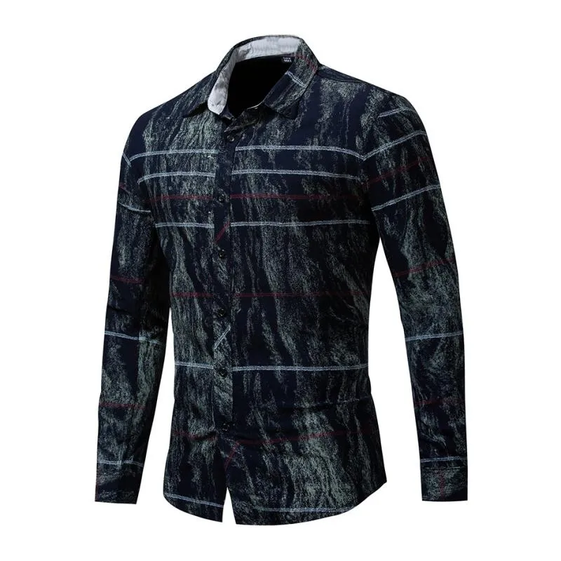 Men's Autumn Casual Printed Long Sleeved Shirt