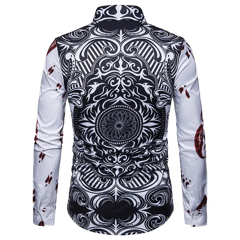 Men's Casual Long Sleeved Shirt With Print