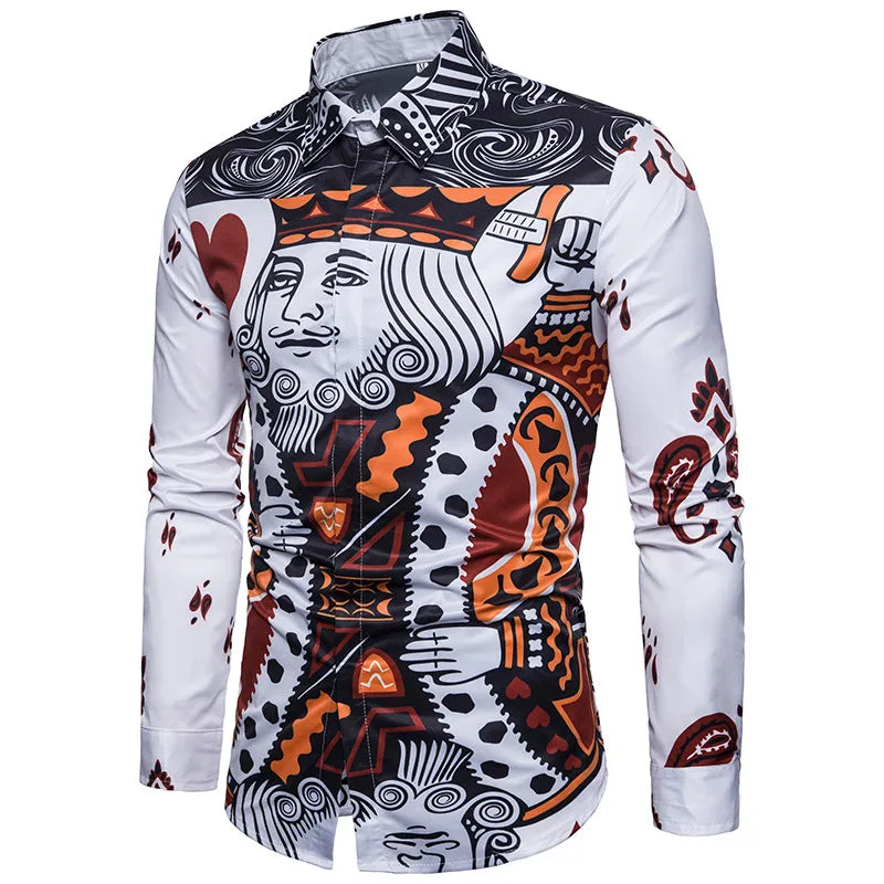 Men's Casual Long Sleeved Shirt With Print
