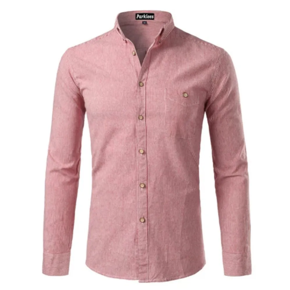 Men's Casual Long Sleeved Slim Fit Shirt With Stripes