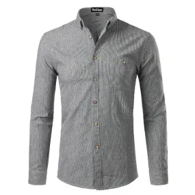 Men's Casual Long Sleeved Slim Fit Shirt With Stripes
