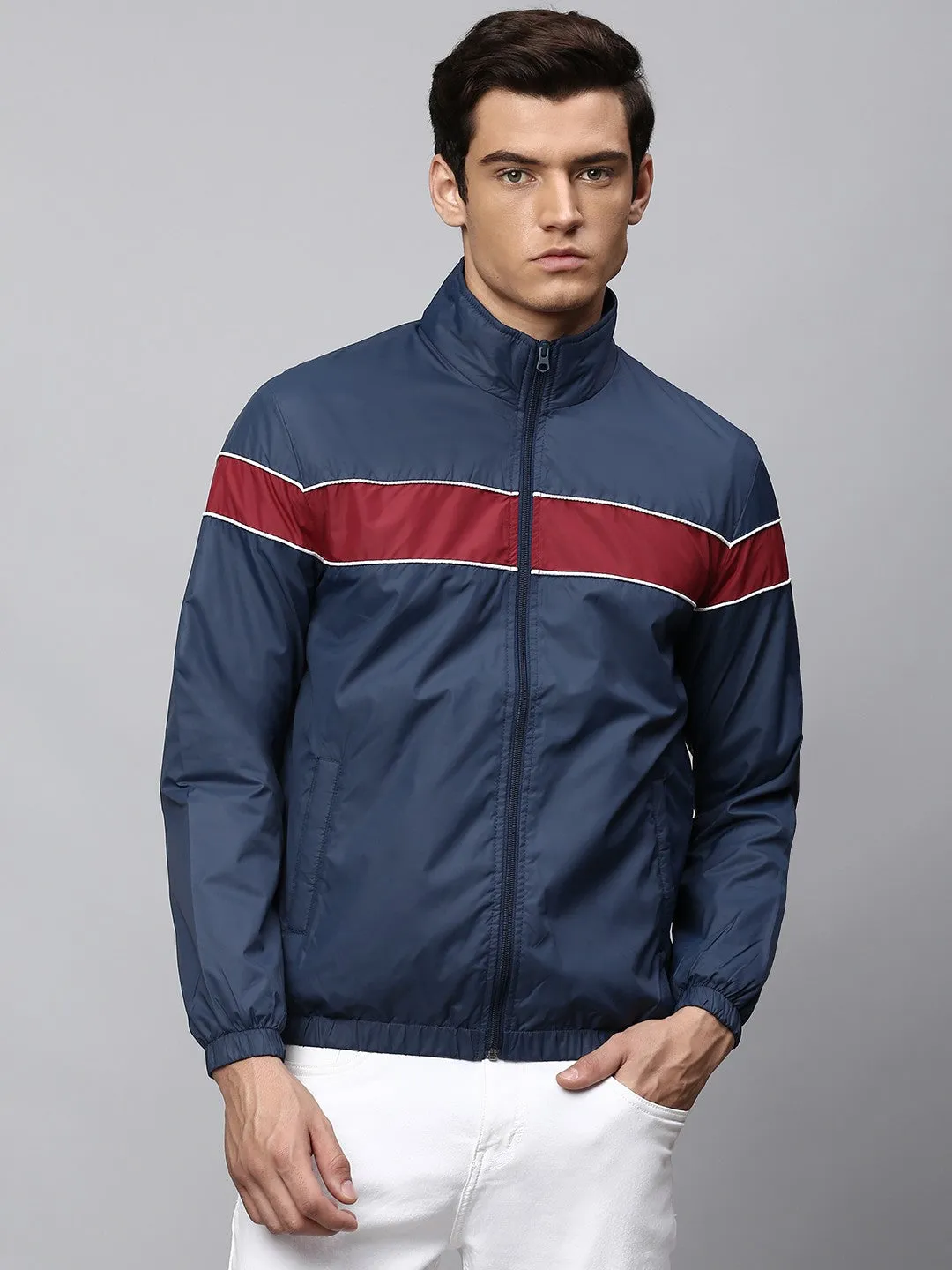 Mens Long-Sleeve Jacket - Lightweight Casual Winterwear  (Bright Navy)