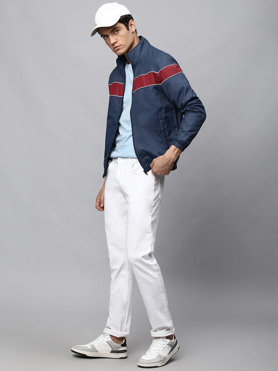 Mens Long-Sleeve Jacket - Lightweight Casual Winterwear  (Bright Navy)