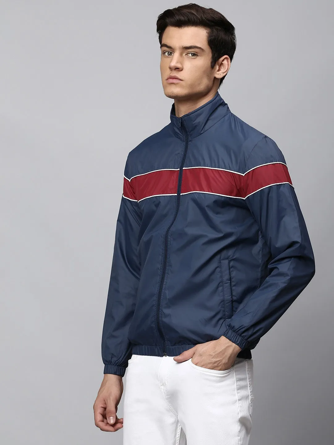 Mens Long-Sleeve Jacket - Lightweight Casual Winterwear  (Bright Navy)