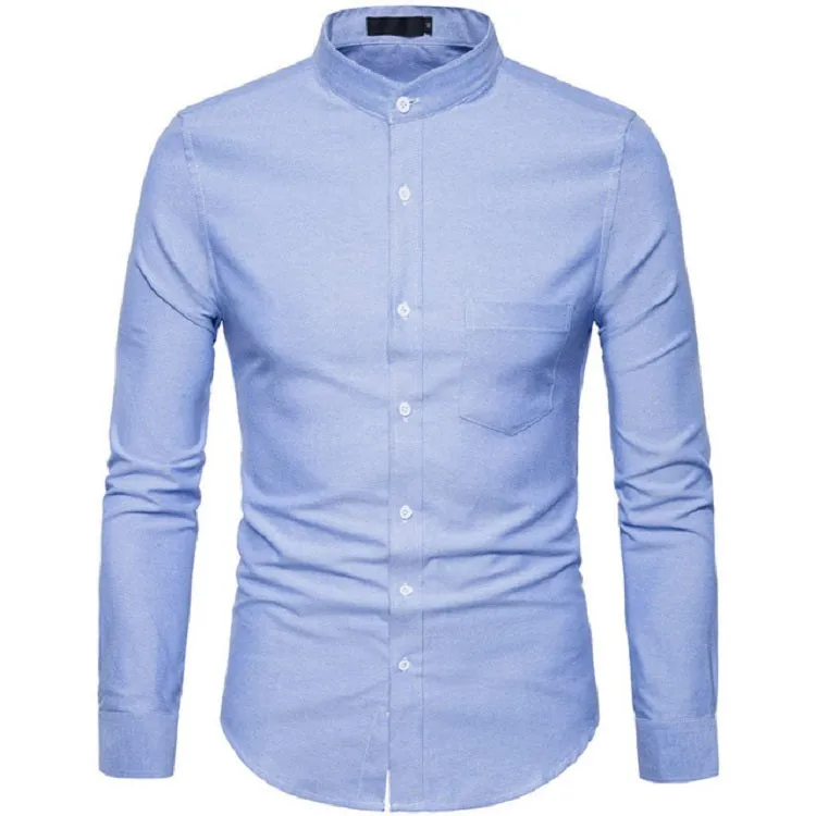 Men's Long Sleeved Slim Fit Shirt With Chinese Collar