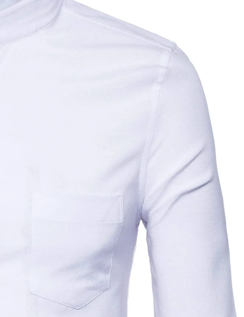 Men's Long Sleeved Slim Fit Shirt With Chinese Collar