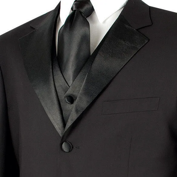 Men's Regular Fit Tuxedo 3 Piece with Vest In Black