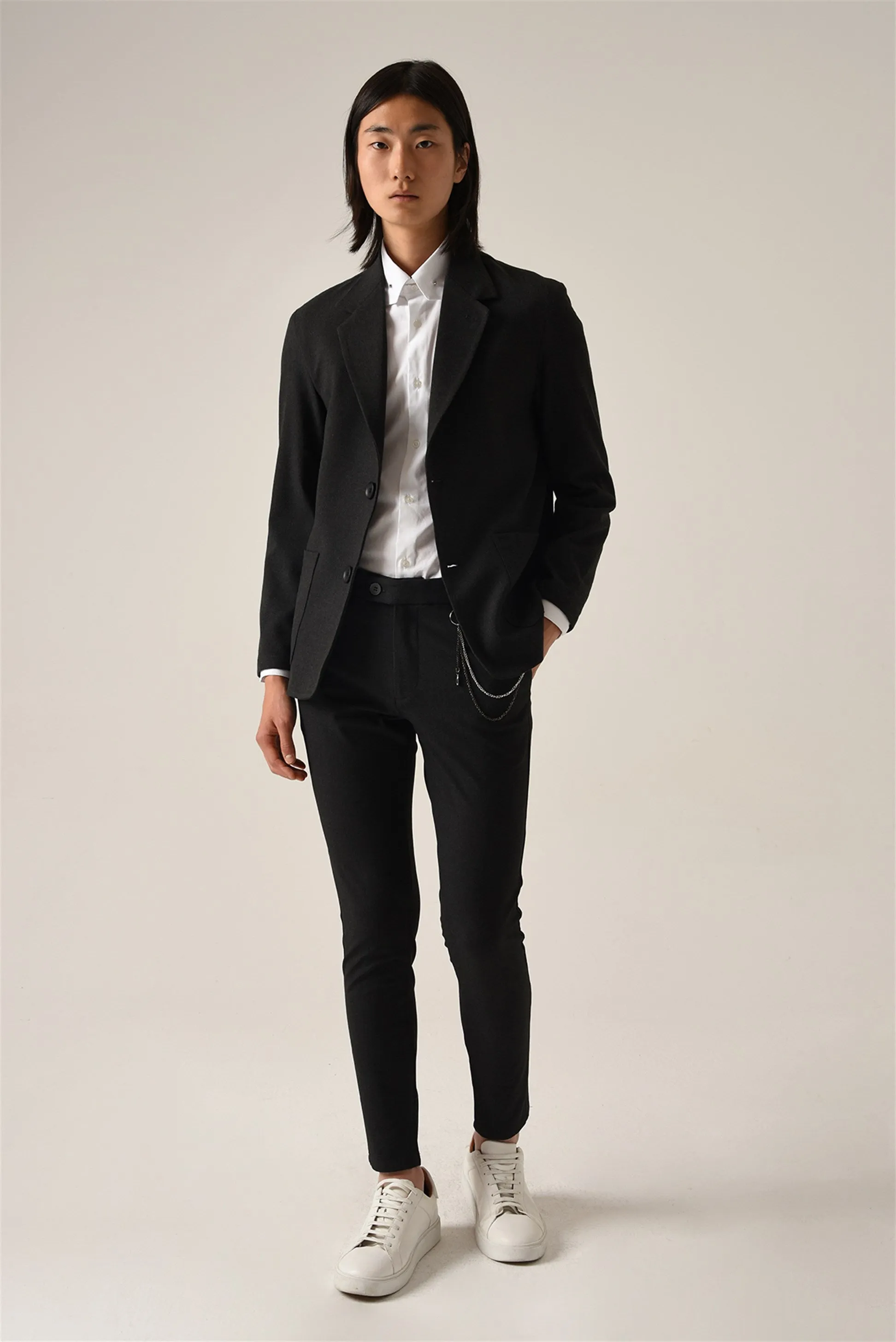 Men's Smoked Accessory Detail Slim Fit Trousers - Wessi