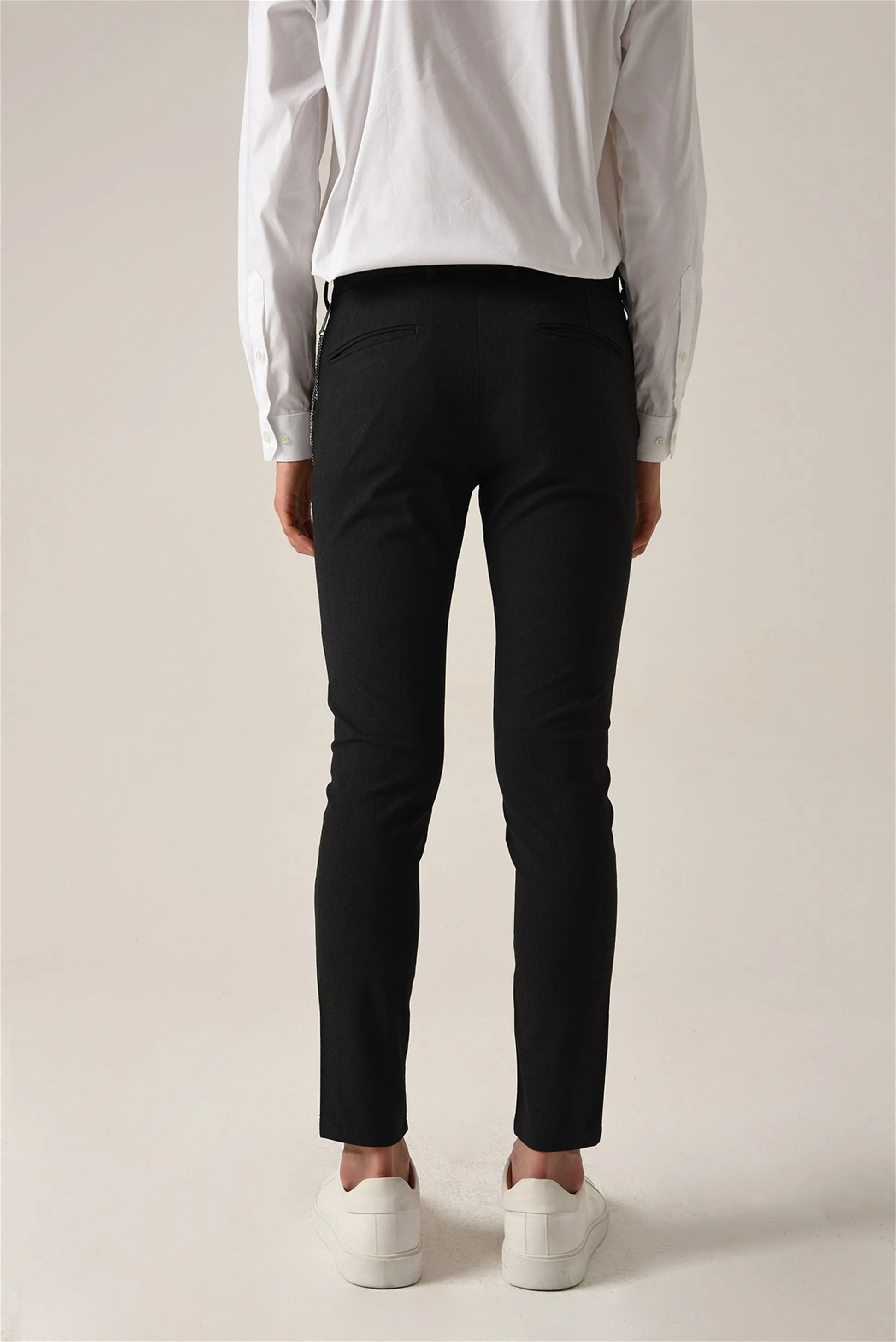 Men's Smoked Accessory Detail Slim Fit Trousers - Wessi