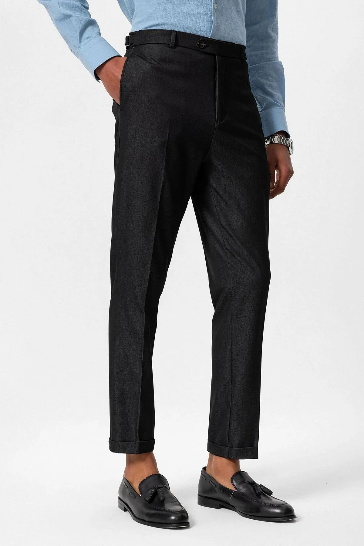 Men's Smoked Slim Fit Cuffed  Pants - Wessi