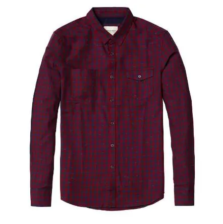 Men's Spring Long-Sleeved Plaid Shirt