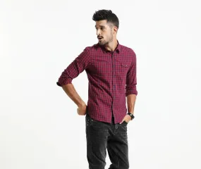 Men's Spring Long-Sleeved Plaid Shirt