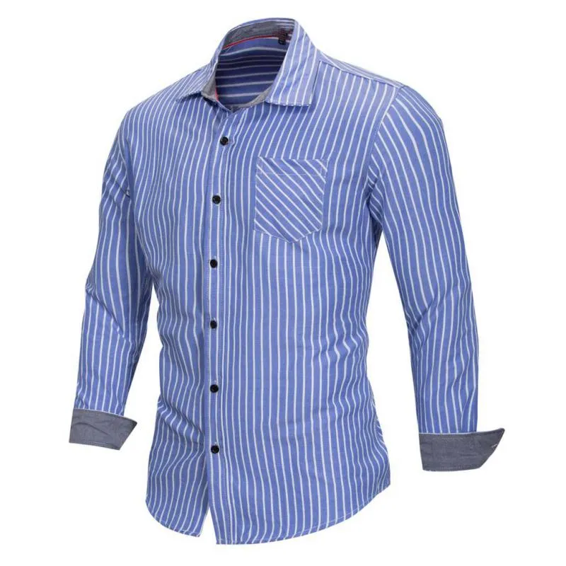 Men's Summer Casual Striped Long Sleeved Shirt