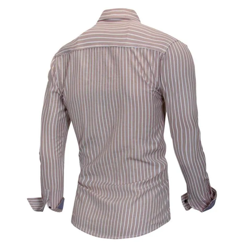 Men's Summer Casual Striped Long Sleeved Shirt