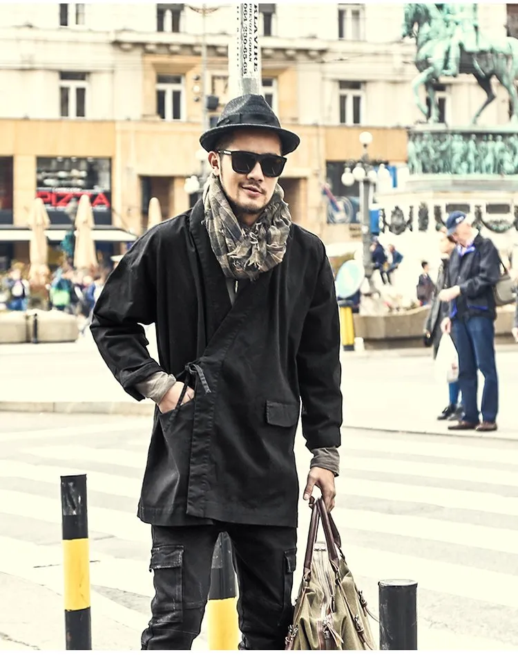 Men's Winter Long Sleeved  Retro Black Shirt