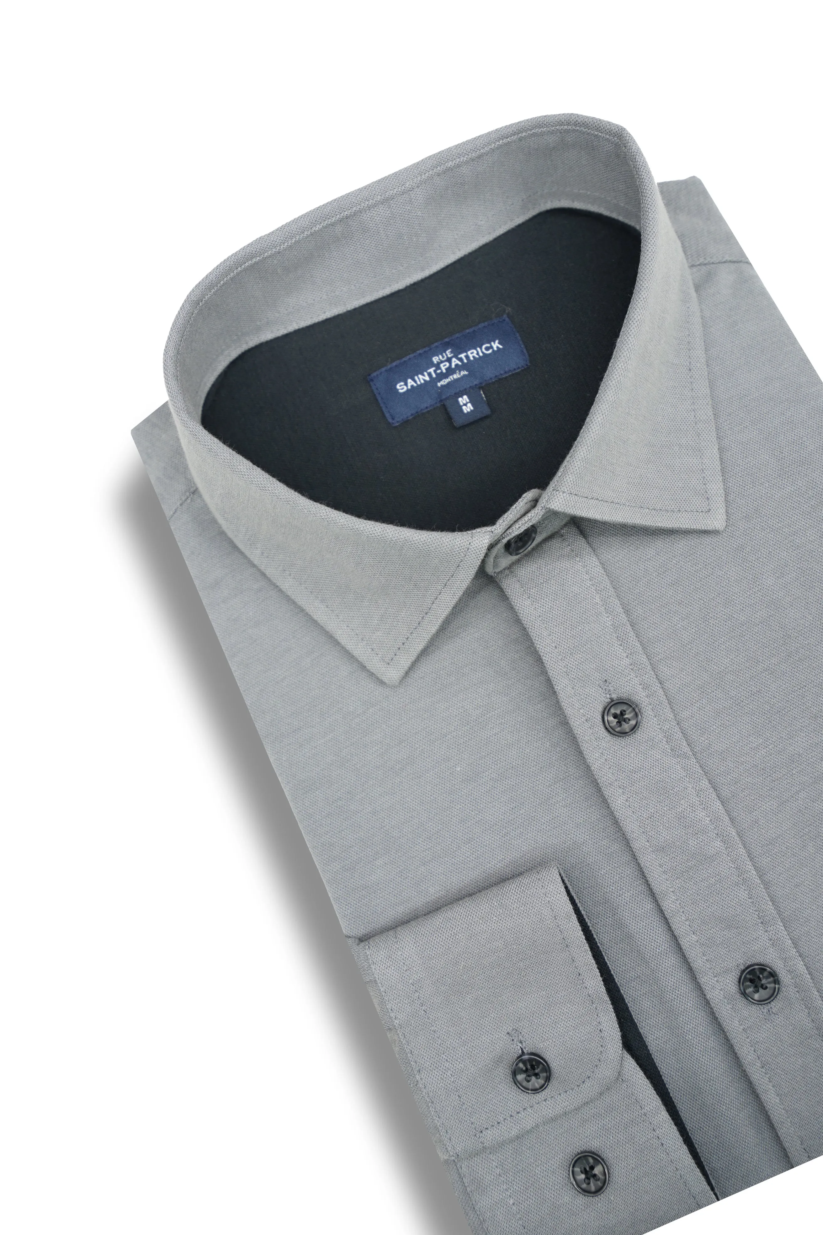 Newton Knitted Pique Shirt in Pewter Grey