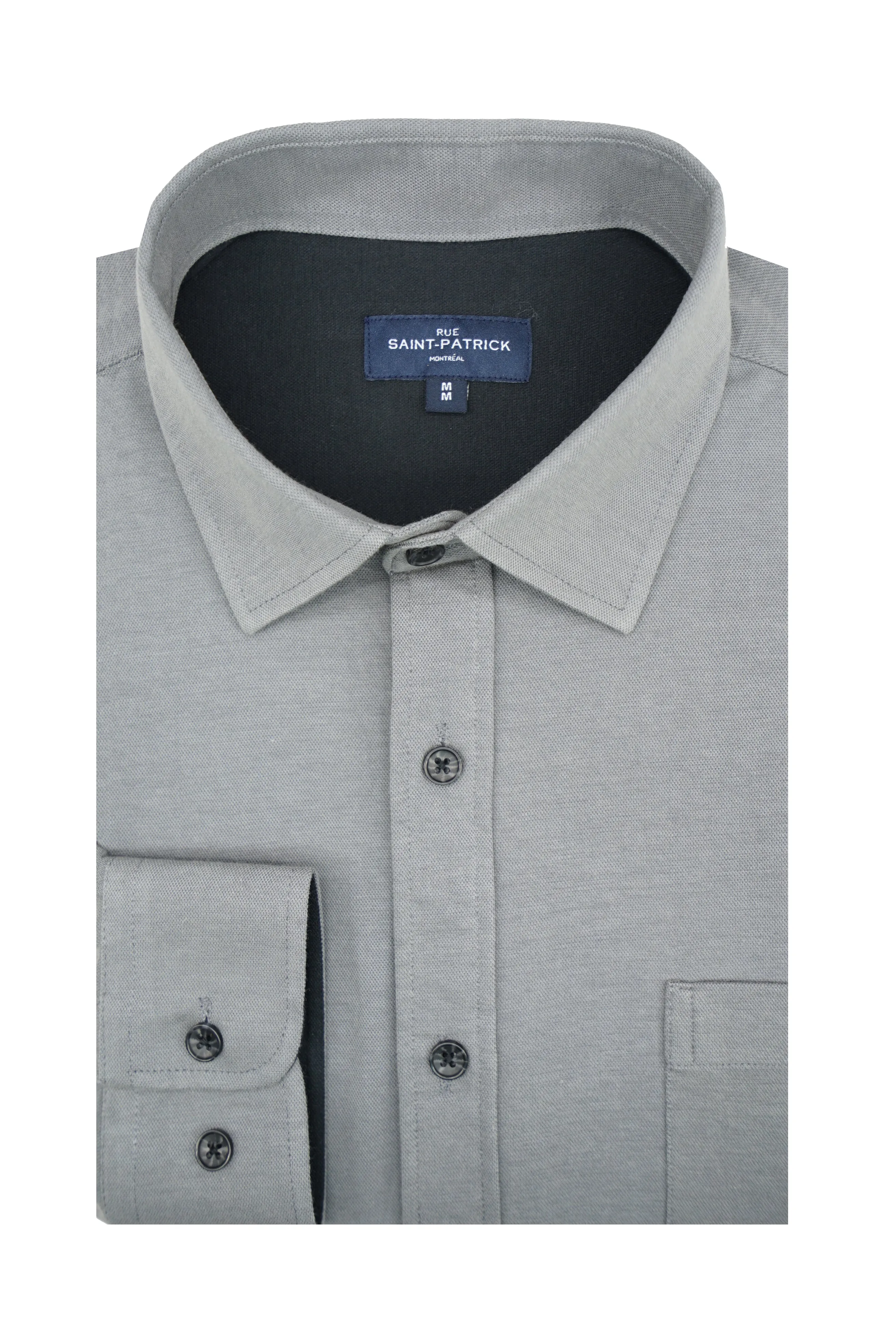 Newton Knitted Pique Shirt in Pewter Grey