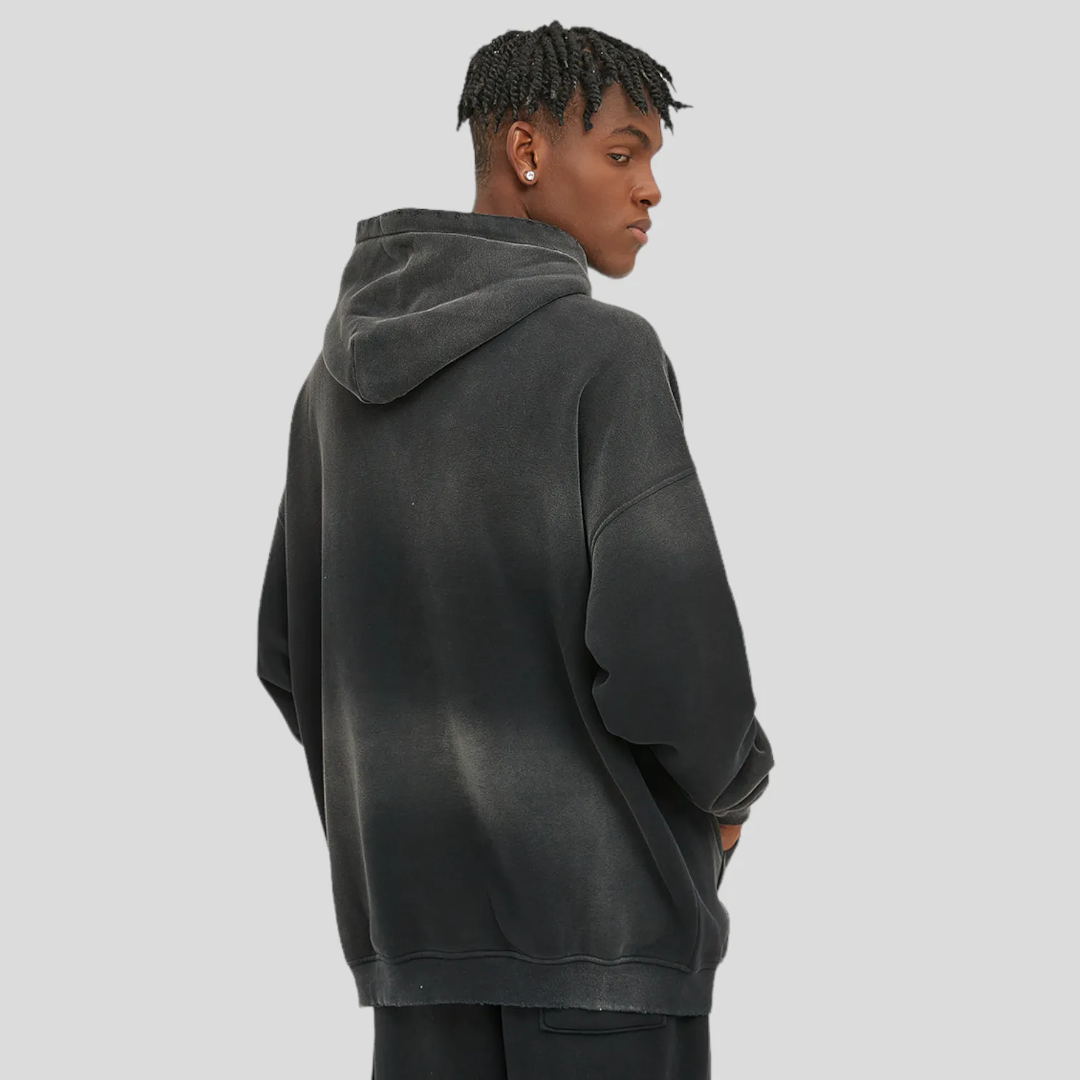 Oversized fit heavy fleece with gradient wash hoodie