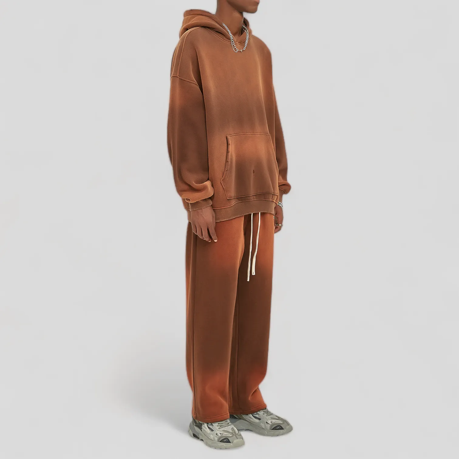 Oversized fit heavy fleece with gradient wash hoodie