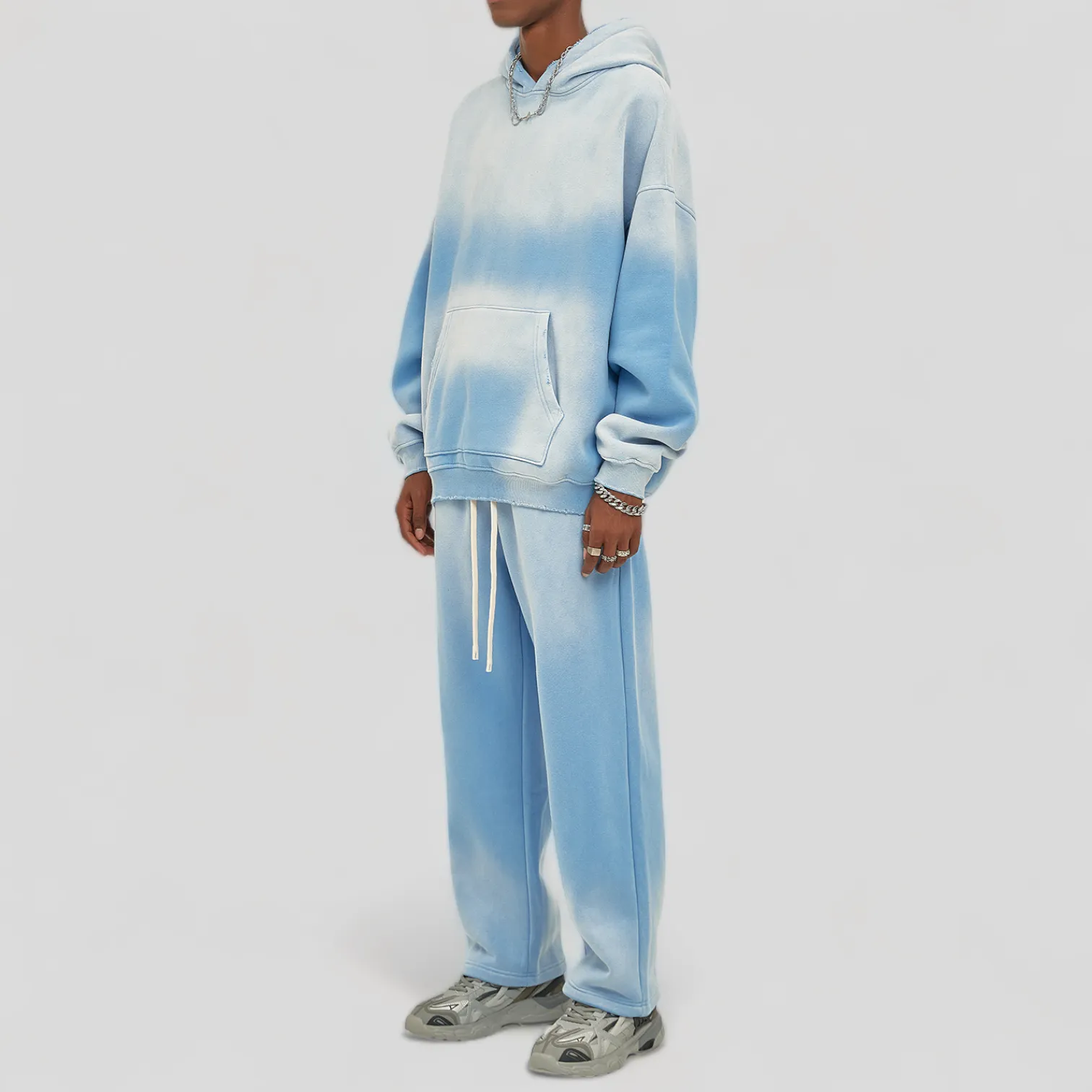 Oversized fit heavy fleece with gradient wash hoodie